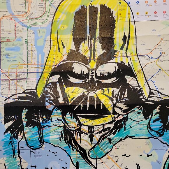 Star Wars Other - Star Wars Darth Vader Unique Handpainted Acrylic Art painting on NYC Subway Map